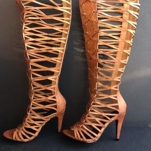 Plus Size Thigh High Gladiator Heel Boots Size 10